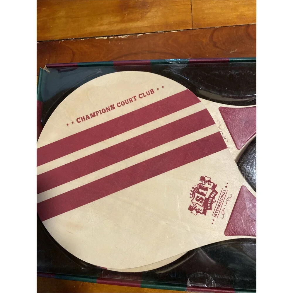 Silver One International The Champions Club Court 2 Wood Paddles 2 Paddleballs